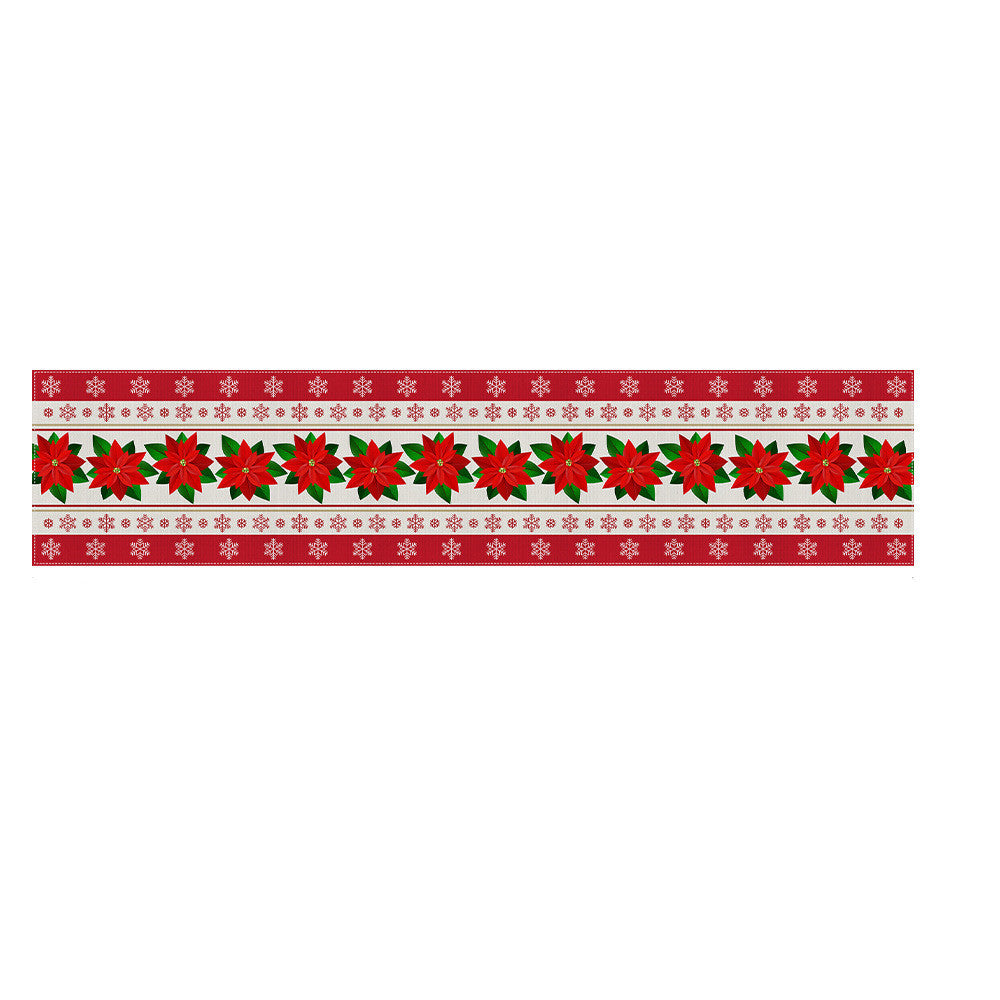 HKM-782547 Christmas Polyester Tablecloth - Holiday Decoration, 180x33CM & 180x40CM, Various Colors Available