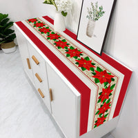 HKM-782547 Christmas Polyester Tablecloth - Holiday Decoration, 180x33CM & 180x40CM, Various Colors Available