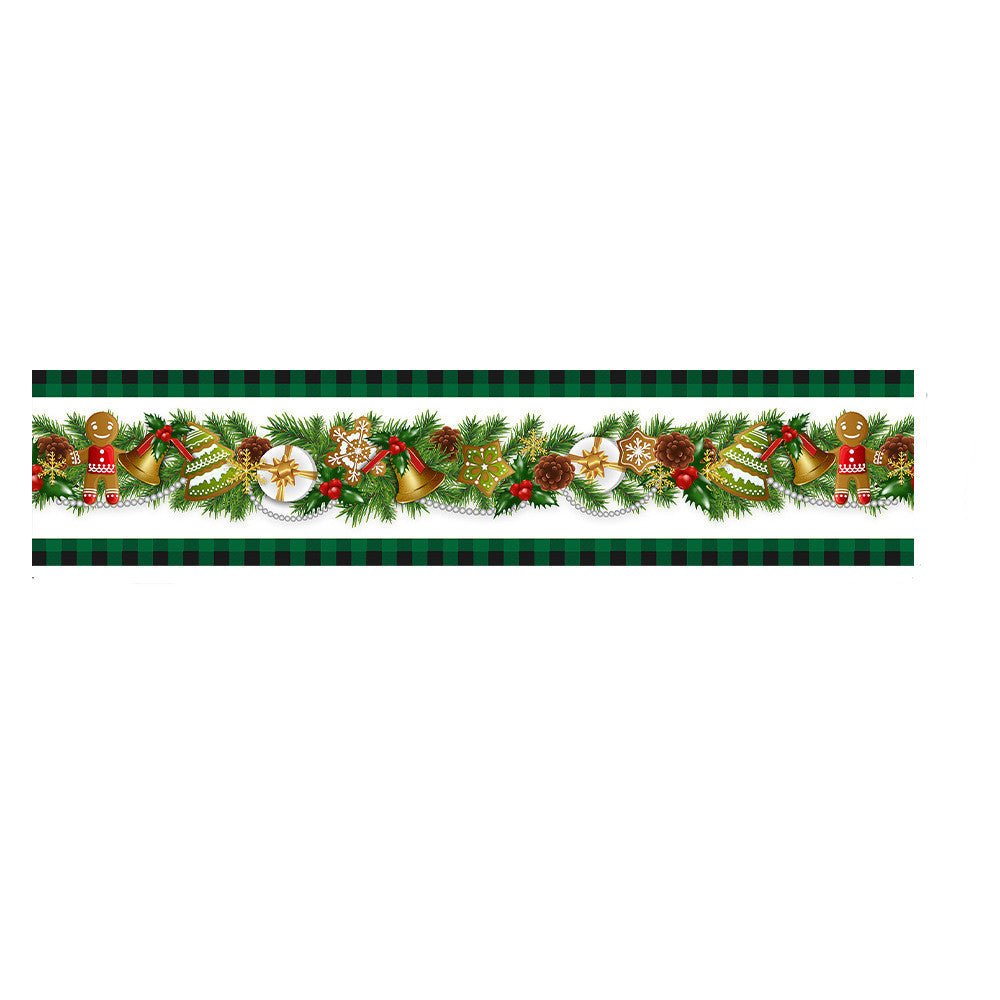 HKM-782547 Christmas Polyester Tablecloth - Holiday Decoration, 180x33CM & 180x40CM, Various Colors Available