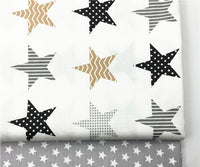 HKM-782611 Cotton Fabric with Black and Gray Five-Pointed Star and Dot Pattern, 100% Cotton, 160cm Wide