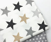 HKM-782611 Cotton Fabric with Black and Gray Five-Pointed Star and Dot Pattern, 100% Cotton, 160cm Wide