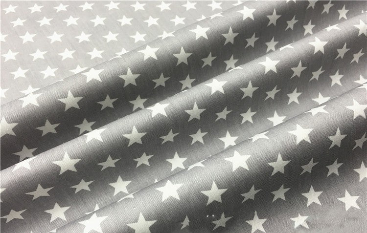 HKM-782611 Cotton Fabric with Black and Gray Five-Pointed Star and Dot Pattern, 100% Cotton, 160cm Wide