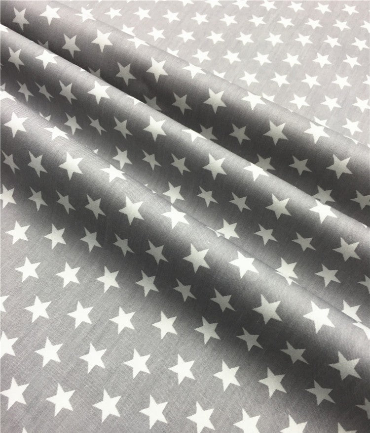 HKM-782611 Cotton Fabric with Black and Gray Five-Pointed Star and Dot Pattern, 100% Cotton, 160cm Wide