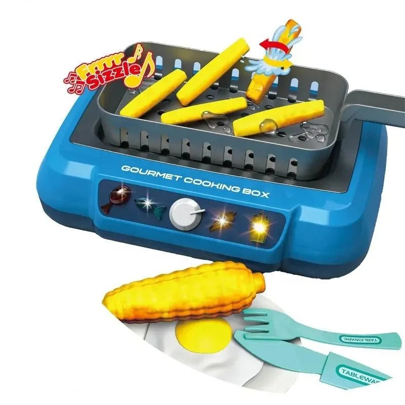 HKM-782611 Mini Kitchen Cooking Box Set for Kids - Simulation Cooking Toys with Real Tools - Ages 2 and Up