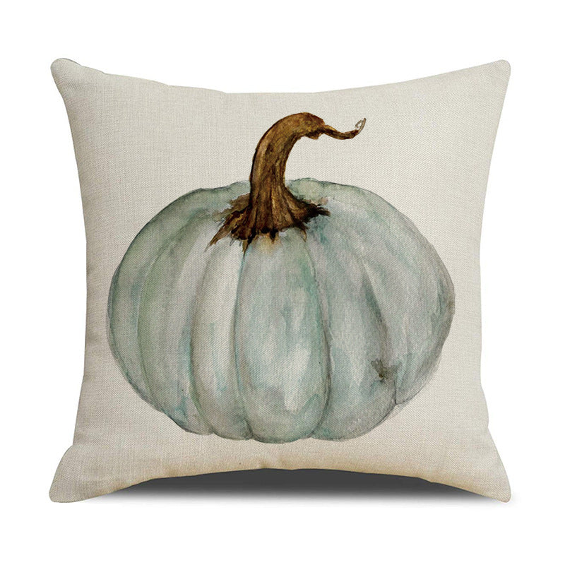 HKM-782611 Thanksgiving Pattern Linen Lumbar Pillowcase – 45x45cm, Single-Sided