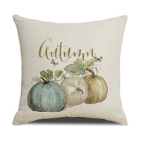 HKM-782611 Thanksgiving Pattern Linen Lumbar Pillowcase – 45x45cm, Single-Sided