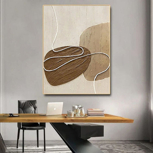 HKM-782867 Large Abstract Handmade Oil Painting on Canvas - Textured Modern Palette Knife Wall Art