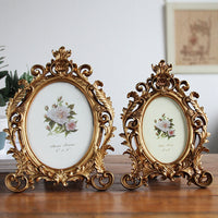 HKM-782931 Elegant European Oval Resin Photo Frame in Multiple Sizes: 6-inch, 7-inch, 8-inch