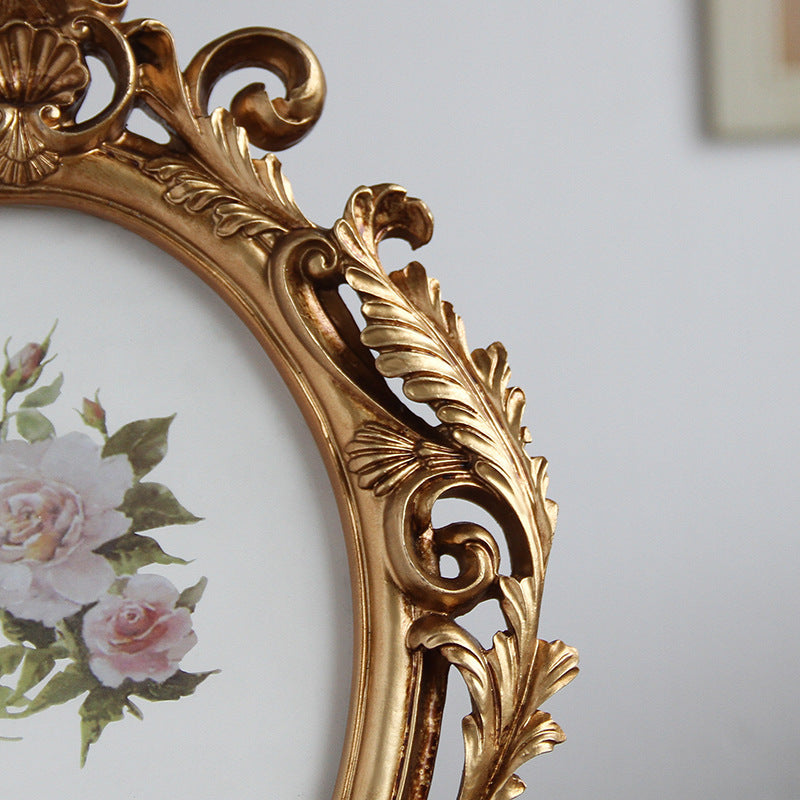 HKM-782931 Elegant European Oval Resin Photo Frame in Multiple Sizes: 6-inch, 7-inch, 8-inch