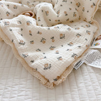 HKM-782931 Korean Floral Pure Cotton Summer Quilt with Soybean Fiber Filling - Various Sizes Available