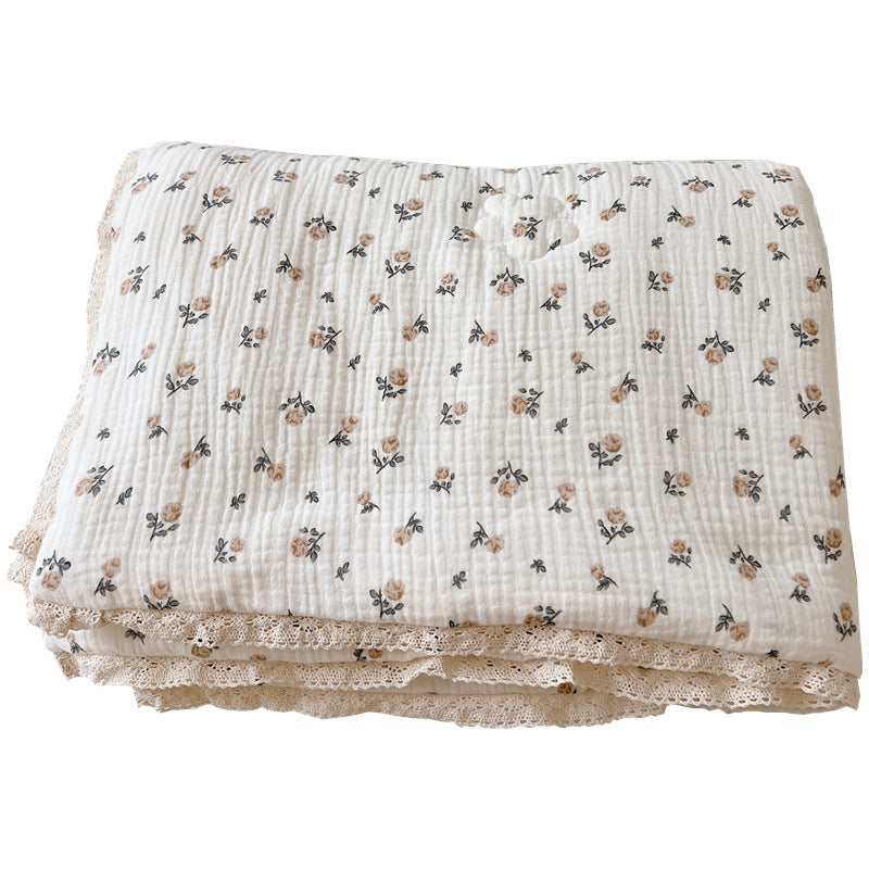 HKM-782931 Korean Floral Pure Cotton Summer Quilt with Soybean Fiber Filling - Various Sizes Available