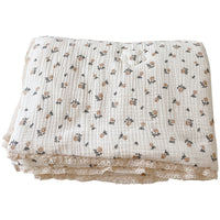 HKM-782931 Korean Floral Pure Cotton Summer Quilt with Soybean Fiber Filling - Various Sizes Available