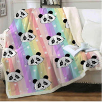 HKM-782995 Cozy Coral Fleece Panda Series Flannel Blanket - Soft & Warm