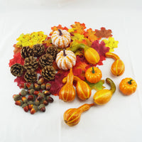 HKM-783059 Autumn-Themed Decorative Props Set with Pumpkins, Acorns, Maple Leaves, and Pine Cones for Halloween DIY Decor