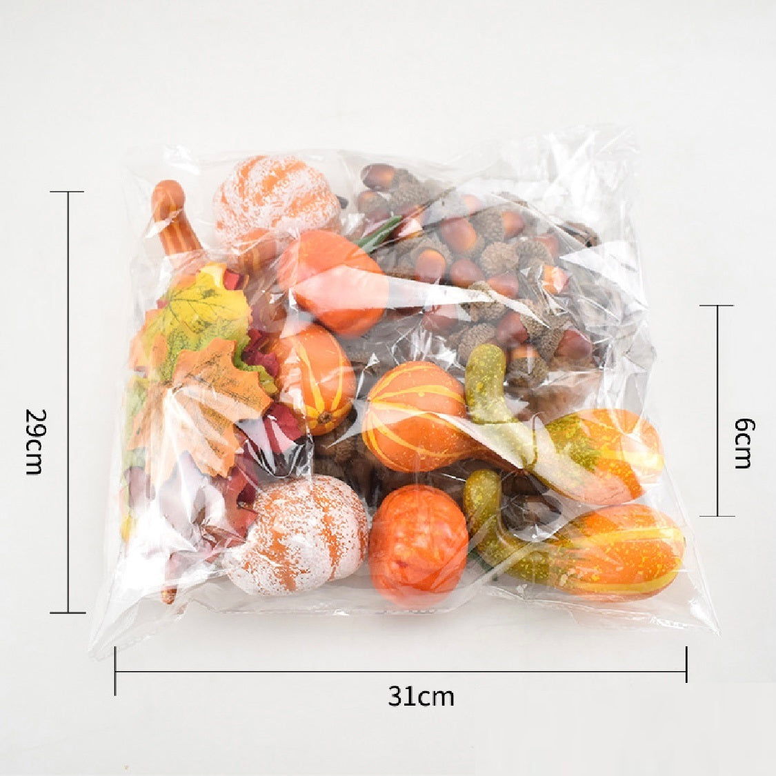 HKM-783059 Autumn-Themed Decorative Props Set with Pumpkins, Acorns, Maple Leaves, and Pine Cones for Halloween DIY Decor