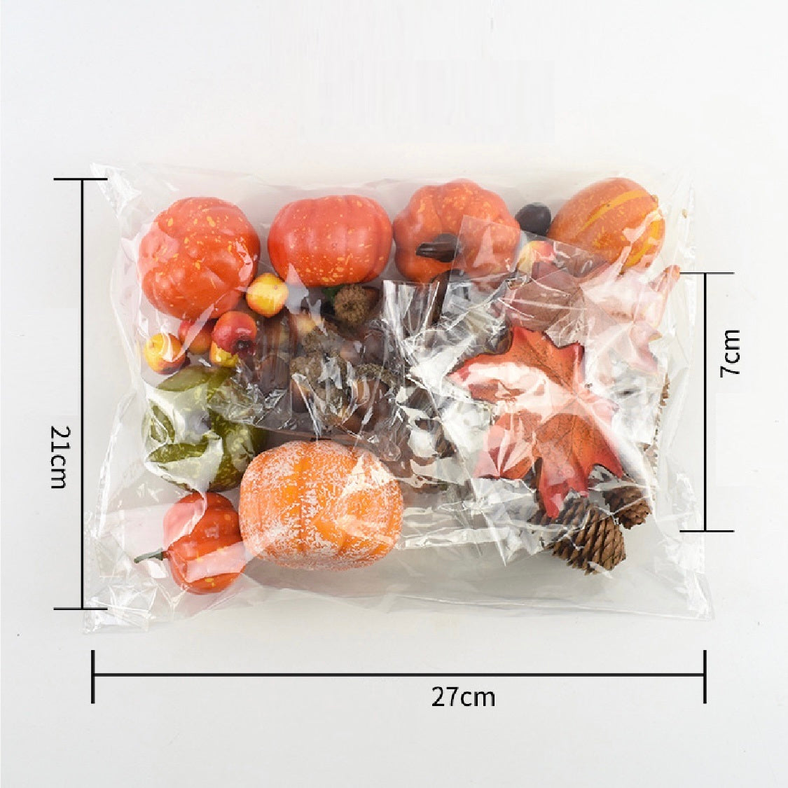HKM-783059 Autumn-Themed Decorative Props Set with Pumpkins, Acorns, Maple Leaves, and Pine Cones for Halloween DIY Decor
