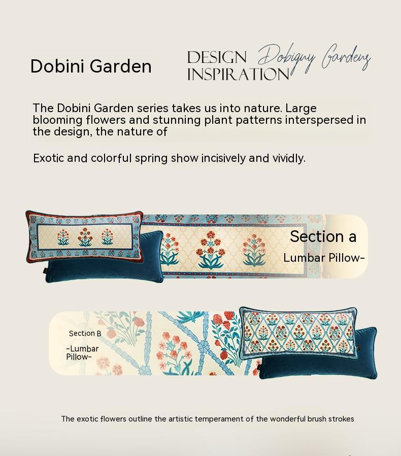 HKM-783059 Retro Plant and Flower Design Pillowcase Set with Pillow Core, 30 x 70 cm