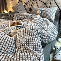 HKM-783251 Dark Gray Cut Velvet Bed Linen Set - Four Pieces, Solid Polyester, Multiple Sizes Available