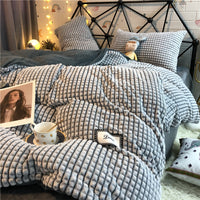HKM-783251 Dark Gray Cut Velvet Bed Linen Set - Four Pieces, Solid Polyester, Multiple Sizes Available