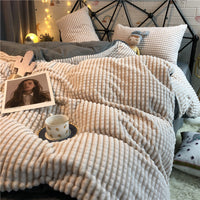 HKM-783251 Dark Gray Cut Velvet Bed Linen Set - Four Pieces, Solid Polyester, Multiple Sizes Available