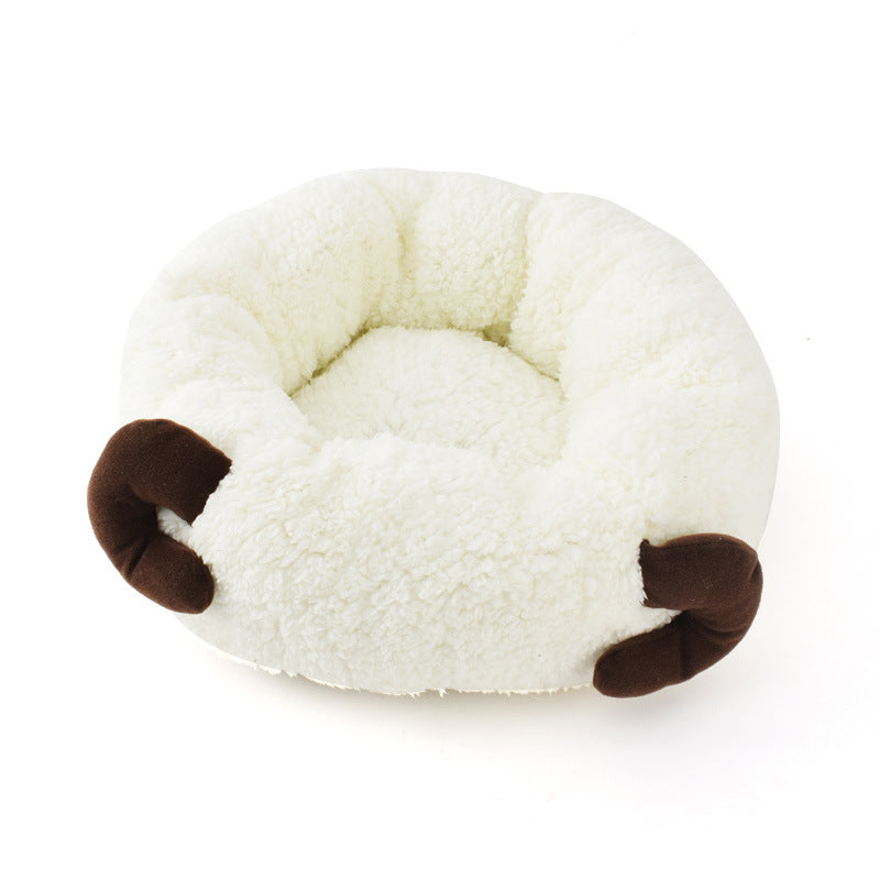 HKM-783315 Lamb Wool Cat Litter Round Deep Sleep Pet Litter