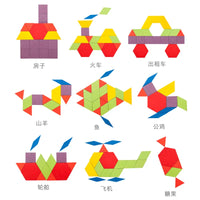 HKM-783507 180-Piece Wooden Tangram Puzzle – Educational 3D Game Toy for Kids Aged 3+ with Animal Shapes