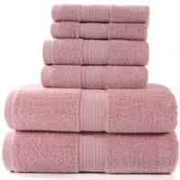 HKM-783507 Cotton Towel Set - Bath Towel (140x70cm), Hand Towel (33x73cm), Square Towel (33x33cm) - 3 or 6 Pieces
