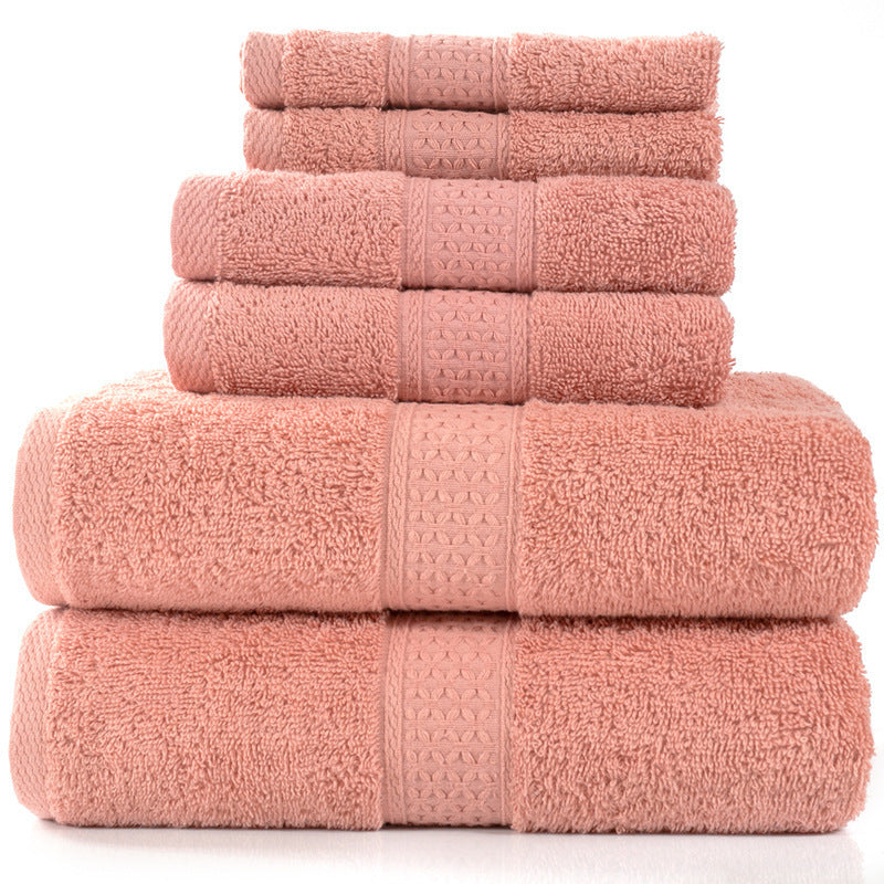 HKM-783507 Cotton Towel Set - Bath Towel (140x70cm), Hand Towel (33x73cm), Square Towel (33x33cm) - 3 or 6 Pieces