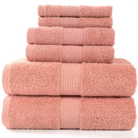 HKM-783507 Cotton Towel Set - Bath Towel (140x70cm), Hand Towel (33x73cm), Square Towel (33x33cm) - 3 or 6 Pieces