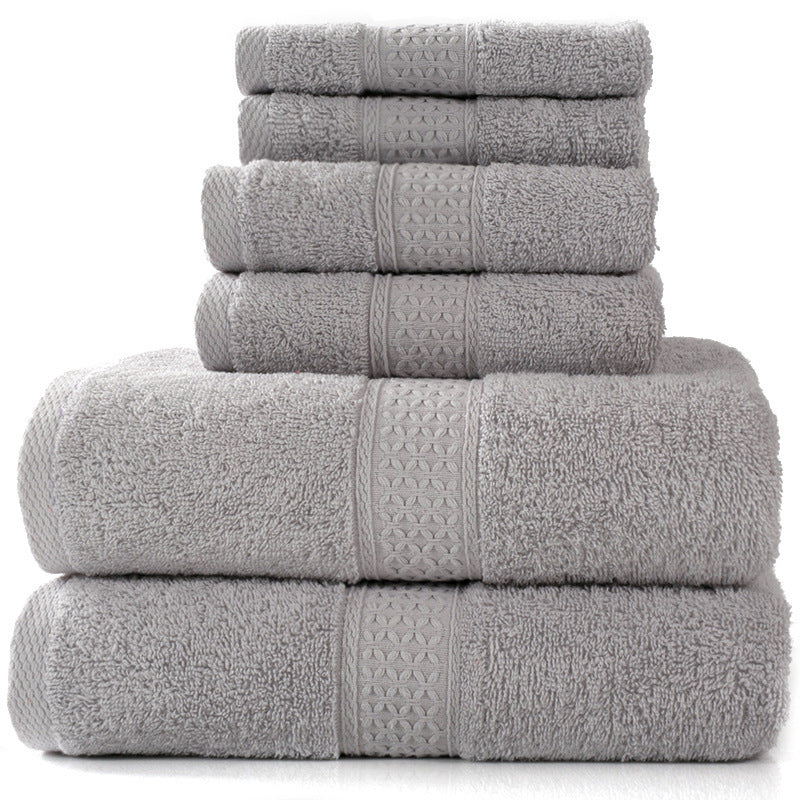 HKM-783507 Cotton Towel Set - Bath Towel (140x70cm), Hand Towel (33x73cm), Square Towel (33x33cm) - 3 or 6 Pieces