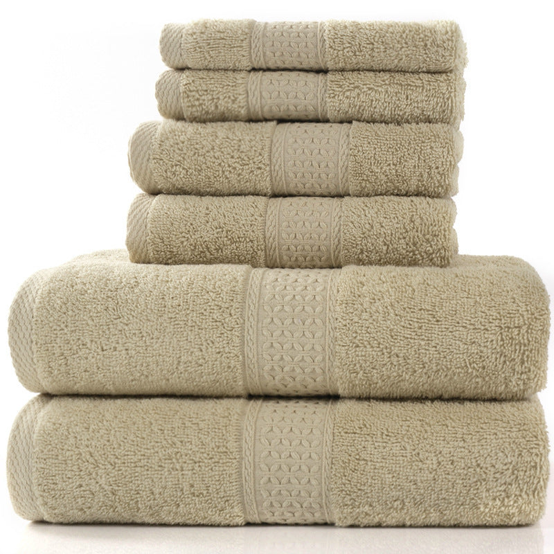 HKM-783507 Cotton Towel Set - Bath Towel (140x70cm), Hand Towel (33x73cm), Square Towel (33x33cm) - 3 or 6 Pieces