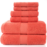 HKM-783507 Cotton Towel Set - Bath Towel (140x70cm), Hand Towel (33x73cm), Square Towel (33x33cm) - 3 or 6 Pieces