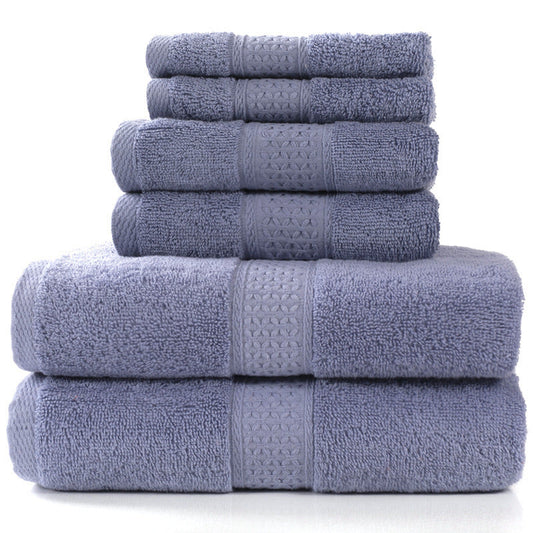 HKM-783507 Cotton Towel Set - Bath Towel (140x70cm), Hand Towel (33x73cm), Square Towel (33x33cm) - 3 or 6 Pieces