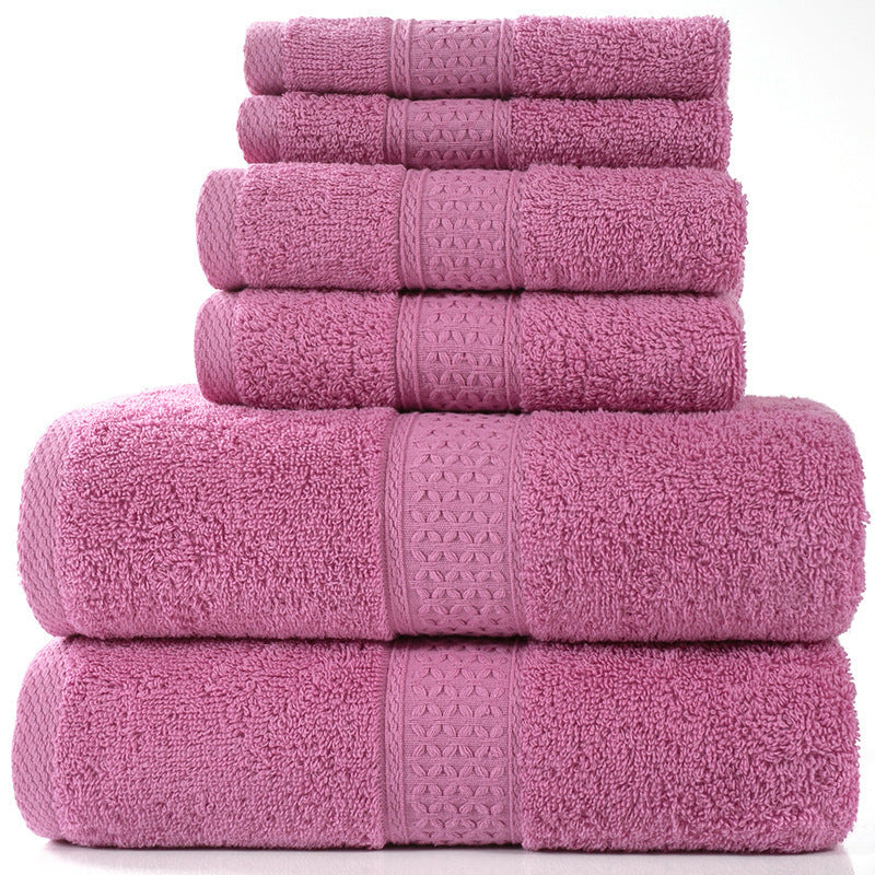 HKM-783507 Cotton Towel Set - Bath Towel (140x70cm), Hand Towel (33x73cm), Square Towel (33x33cm) - 3 or 6 Pieces