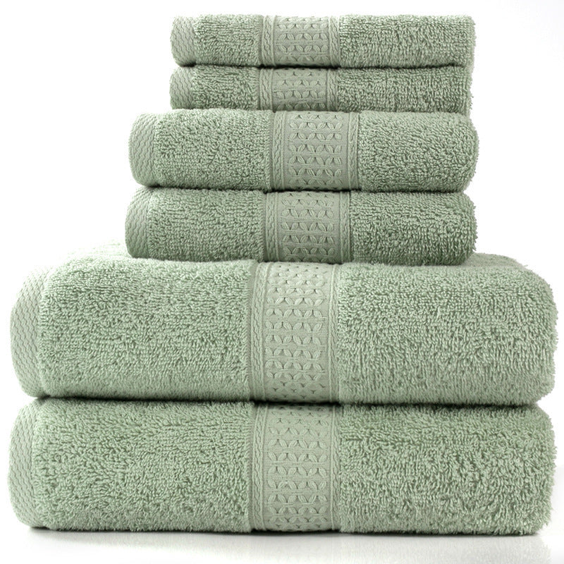 HKM-783507 Cotton Towel Set - Bath Towel (140x70cm), Hand Towel (33x73cm), Square Towel (33x33cm) - 3 or 6 Pieces