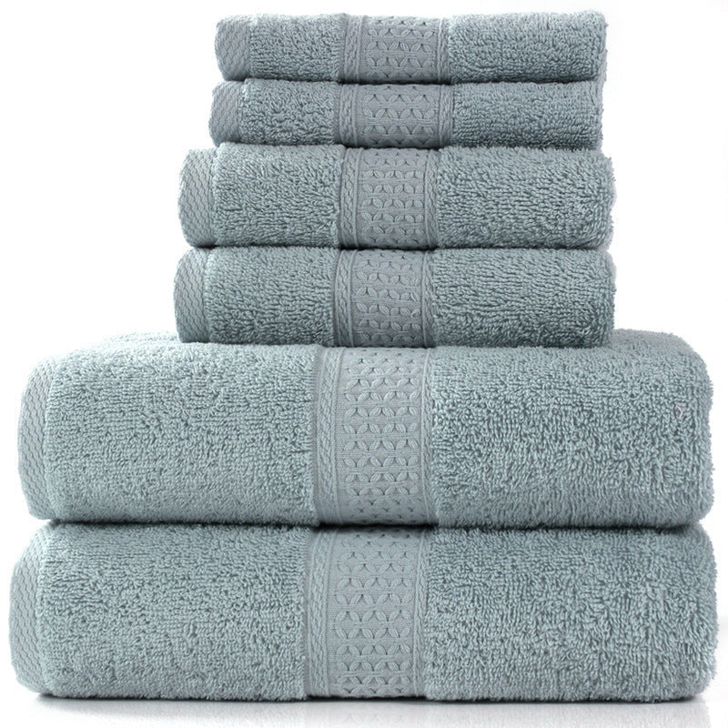HKM-783507 Cotton Towel Set - Bath Towel (140x70cm), Hand Towel (33x73cm), Square Towel (33x33cm) - 3 or 6 Pieces