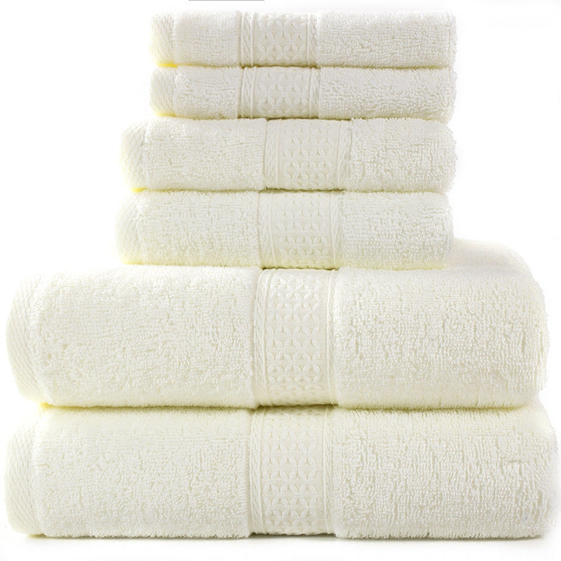 HKM-783507 Cotton Towel Set - Bath Towel (140x70cm), Hand Towel (33x73cm), Square Towel (33x33cm) - 3 or 6 Pieces