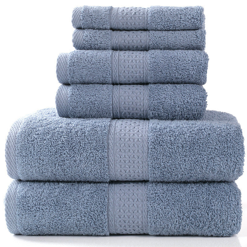 HKM-783507 Cotton Towel Set - Bath Towel (140x70cm), Hand Towel (33x73cm), Square Towel (33x33cm) - 3 or 6 Pieces