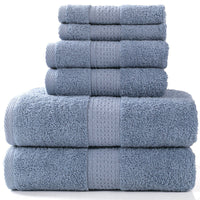 HKM-783507 Cotton Towel Set - Bath Towel (140x70cm), Hand Towel (33x73cm), Square Towel (33x33cm) - 3 or 6 Pieces