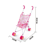 HKM-783571 Pink Metal Doll Carriage Pram Stroller Toy for Ages 2-4