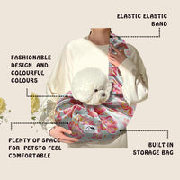 HKM-783955 Hands-Free Pet Sling Carrier for Small to Medium Dogs, Cats, and More - Reversible Design with Cozy Velvet and Breathable Fiber, Includes Pocket for Essentials