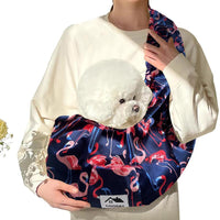 HKM-783955 Hands-Free Pet Sling Carrier for Small to Medium Dogs, Cats, and More - Reversible Design with Cozy Velvet and Breathable Fiber, Includes Pocket for Essentials