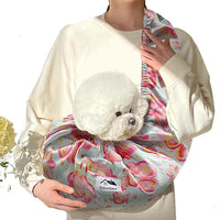 HKM-783955 Hands-Free Pet Sling Carrier for Small to Medium Dogs, Cats, and More - Reversible Design with Cozy Velvet and Breathable Fiber, Includes Pocket for Essentials