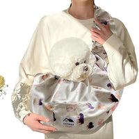 HKM-783955 Hands-Free Pet Sling Carrier for Small to Medium Dogs, Cats, and More - Reversible Design with Cozy Velvet and Breathable Fiber, Includes Pocket for Essentials