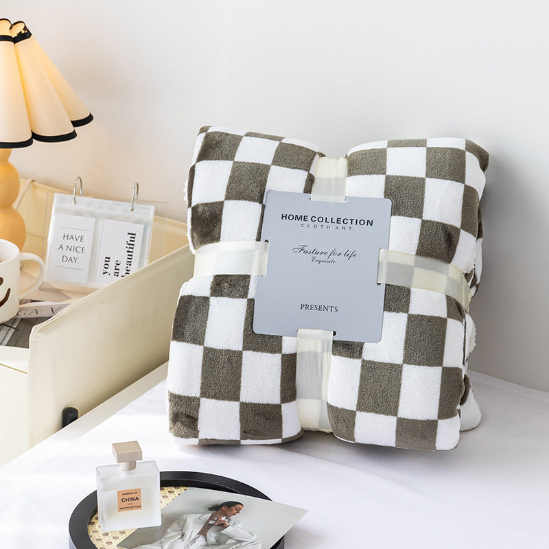 HKM-784083 Checkerboard Facecloth Blanket in Polyester - Various Sizes and Colors Available