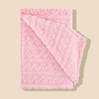 HKM-784083 Double-Sided Coral Fleece Baby Blanket - Thick, Water-Absorbing Pink and Blue Stripes