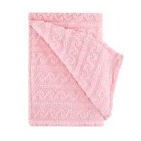 HKM-784083 Double-Sided Coral Fleece Baby Blanket - Thick, Water-Absorbing Pink and Blue Stripes