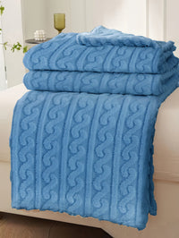 HKM-784083 Double-Sided Coral Fleece Baby Blanket - Thick, Water-Absorbing Pink and Blue Stripes