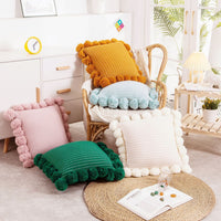 HKM-784147 Nordic Knitted Big Ball Pillow - Soft Polyester Fiber Cushion in Multiple Colors