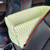 HKM-784275 Fashionable Pet Car Going Out Dog Kennel - Pink, Curry, Green & Black Plaid, 42*22*20CM